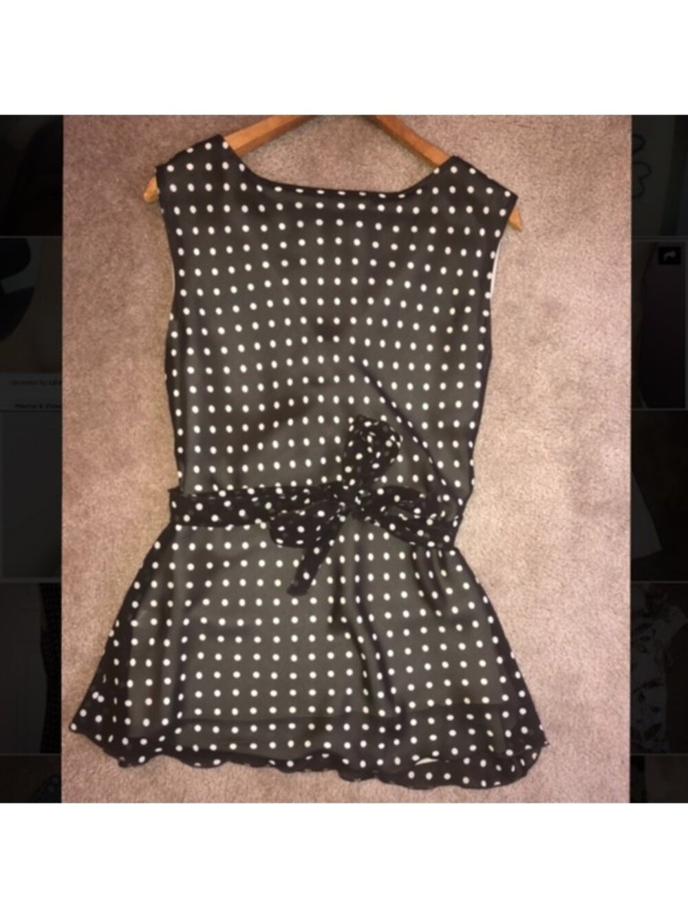 Brown Polka Dot Sleveless Blouse